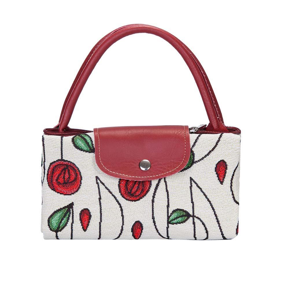 FDAW-RMSP | RENNIE MACKINTOSH SIMPLE ROSE FOLDAWAY GROCERY BAG - www.signareusa.com