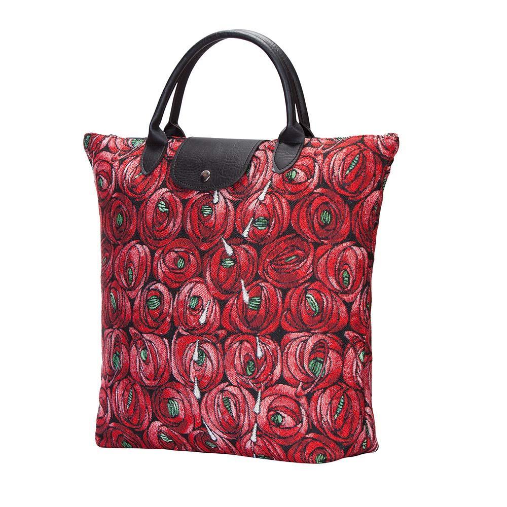 FDAW-RMTD | RENNIE MACKINTOSH ROSE AND TEARDROP FOLDAWAY GROCERY BAG - www.signareusa.com