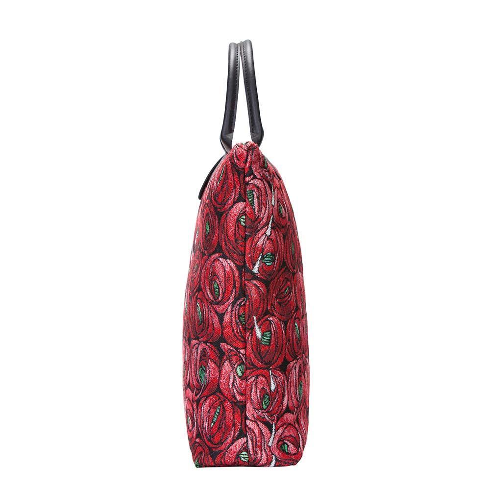 FDAW-RMTD | RENNIE MACKINTOSH ROSE AND TEARDROP FOLDAWAY GROCERY BAG - www.signareusa.com