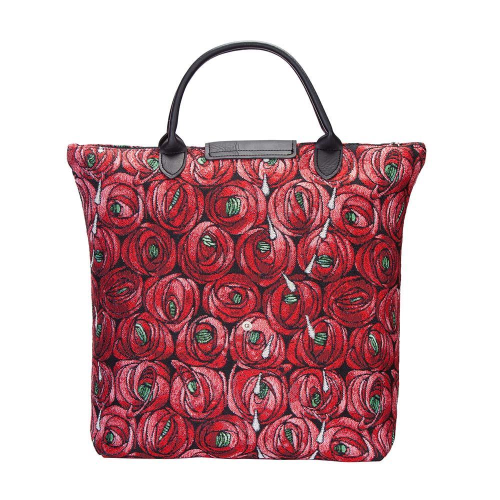 FDAW-RMTD | RENNIE MACKINTOSH ROSE AND TEARDROP FOLDAWAY GROCERY BAG - www.signareusa.com