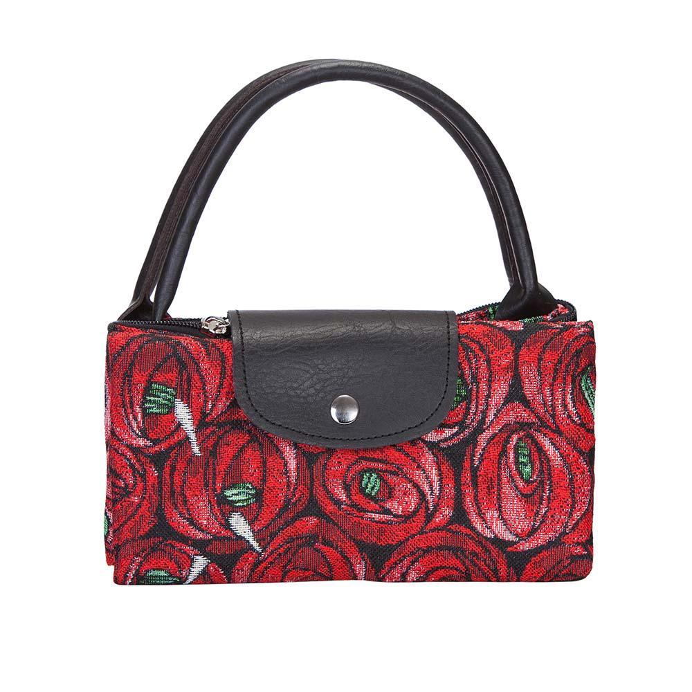 FDAW-RMTD | RENNIE MACKINTOSH ROSE AND TEARDROP FOLDAWAY GROCERY BAG - www.signareusa.com