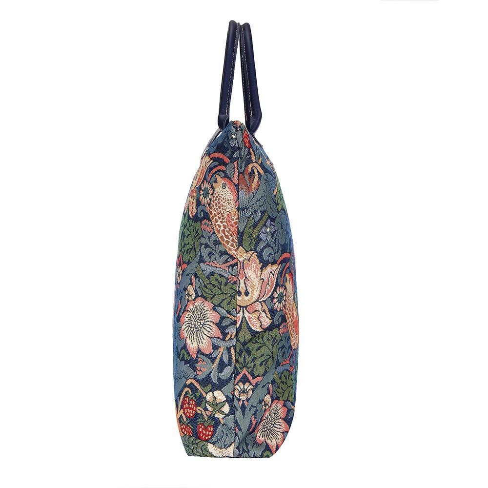 FDAW-STBL | WILLIAM MORRIS STRAWBERRY THIEF BLUE FOLDAWAY GROCERY BAG - www.signareusa.com