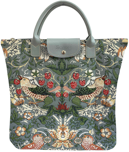 William Morris Strawberry Thief Grey Foldaway Grocery Bag