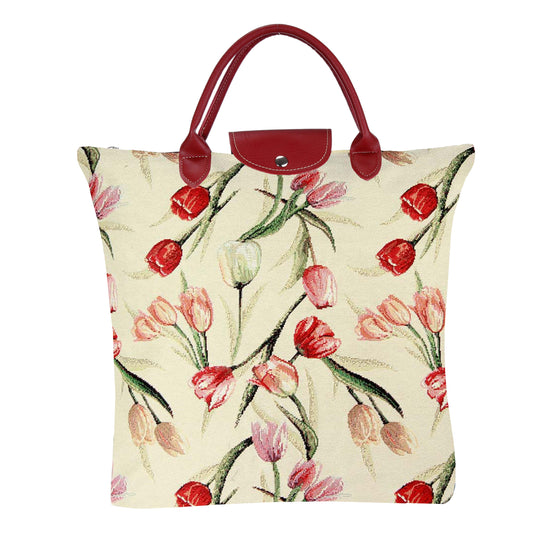 FDAW-TULWT | TULIP WHITE FOLDAWAY GROCERY BAG - www.signareusa.com