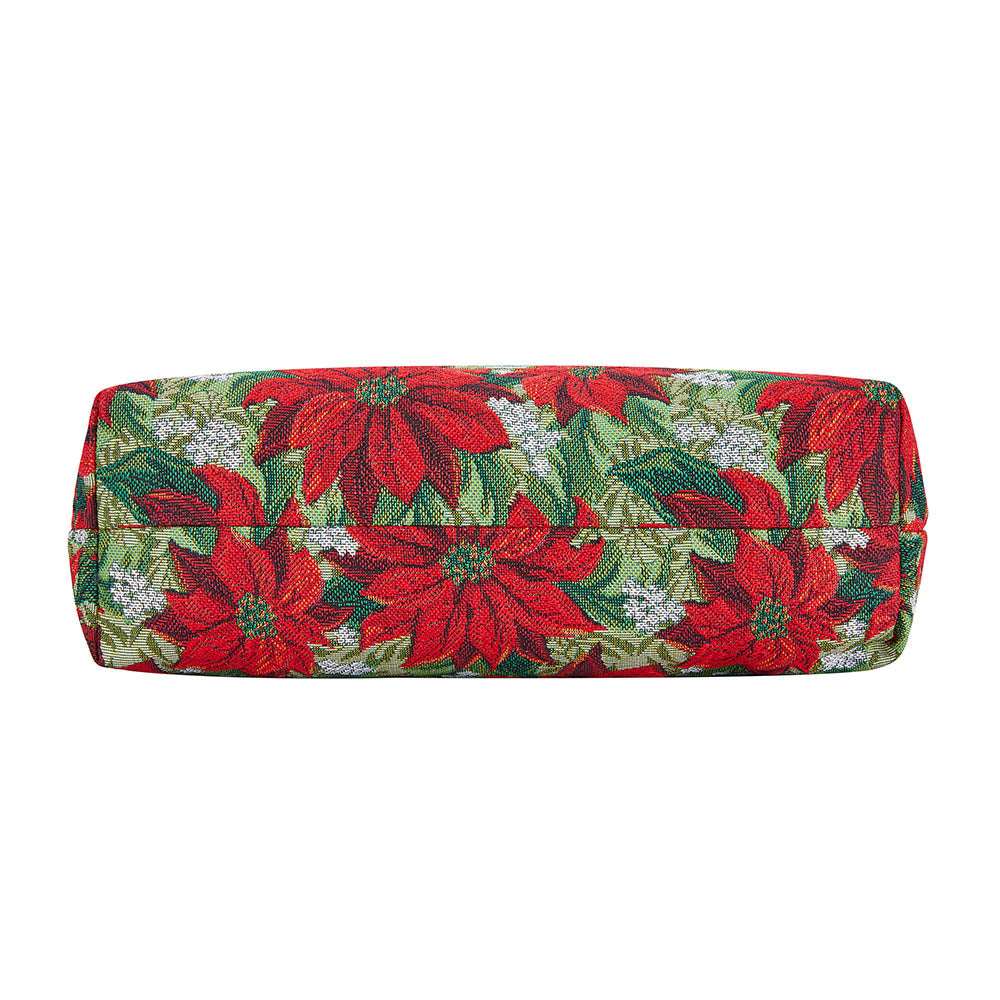 Xmas Poinsettias Red Foldaway Reusable Grocery Bag