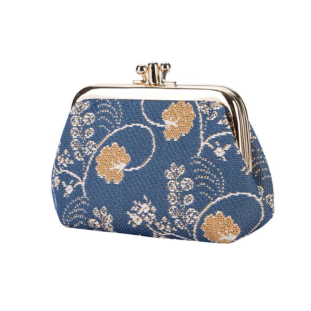 FRMP-AUST | JANE AUSTEN BLUE COIN CLASP FRAME PURSE WALLET - www.signareusa.com