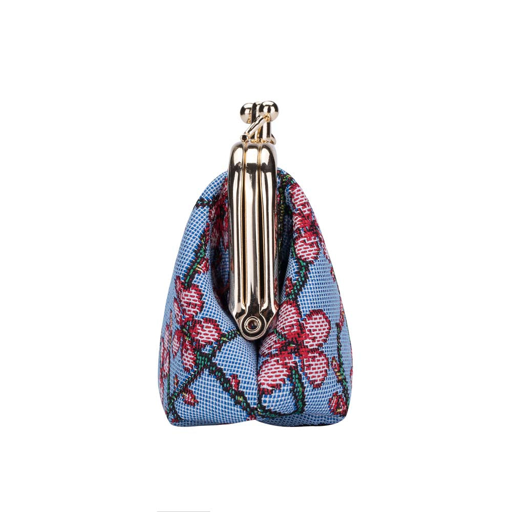 FRMP-BLOS | ALMOND BLOSSOM AND SWALLOW COIN CLASP FRAME PURSE WALLET - www.signareusa.com