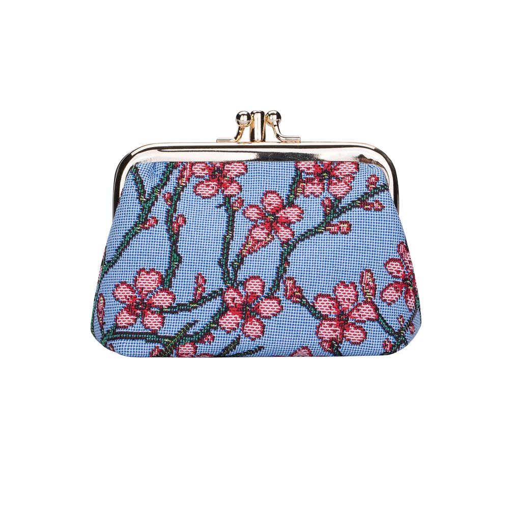 FRMP-BLOS | ALMOND BLOSSOM AND SWALLOW COIN CLASP FRAME PURSE WALLET - www.signareusa.com