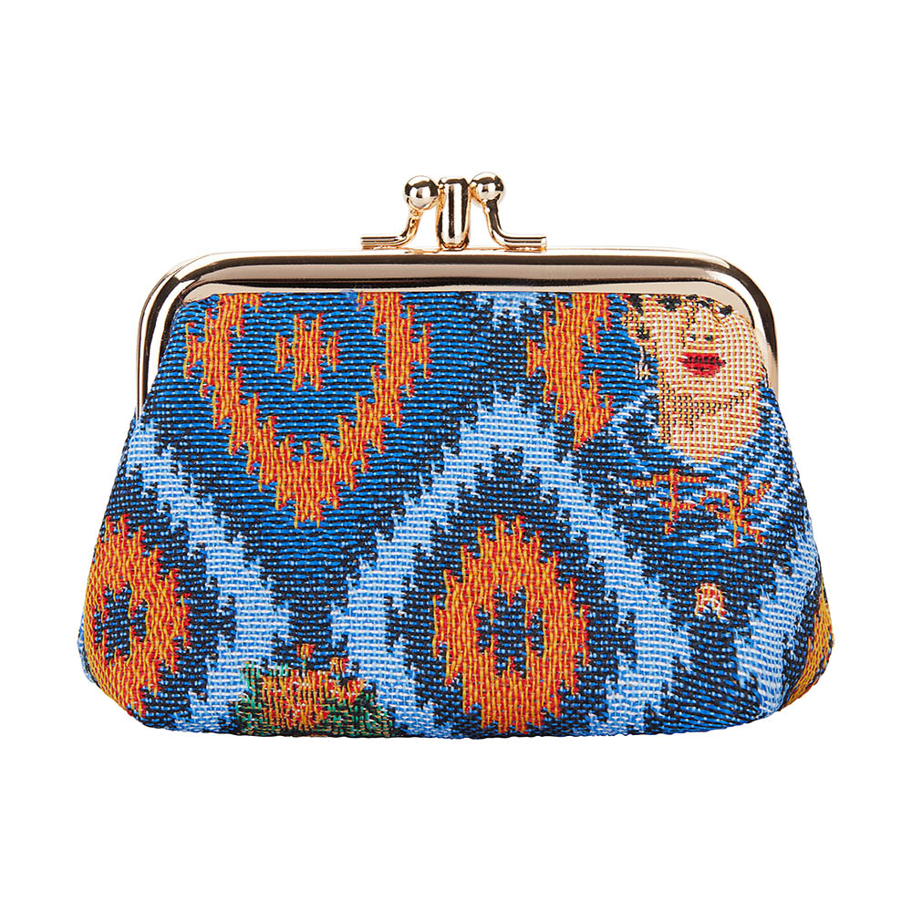 Frida Kahlo Icon Blue Frame Purse with Clasp