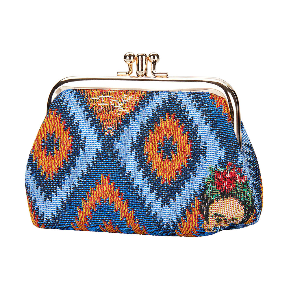 Frida Kahlo Icon Blue Frame Purse with Clasp