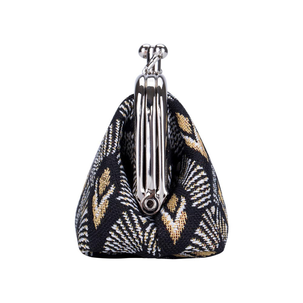 FRMP-LUXOR | BLACK AND WHITE LUXOR COIN CLASP FRAME PURSE WALLET - www.signareusa.com