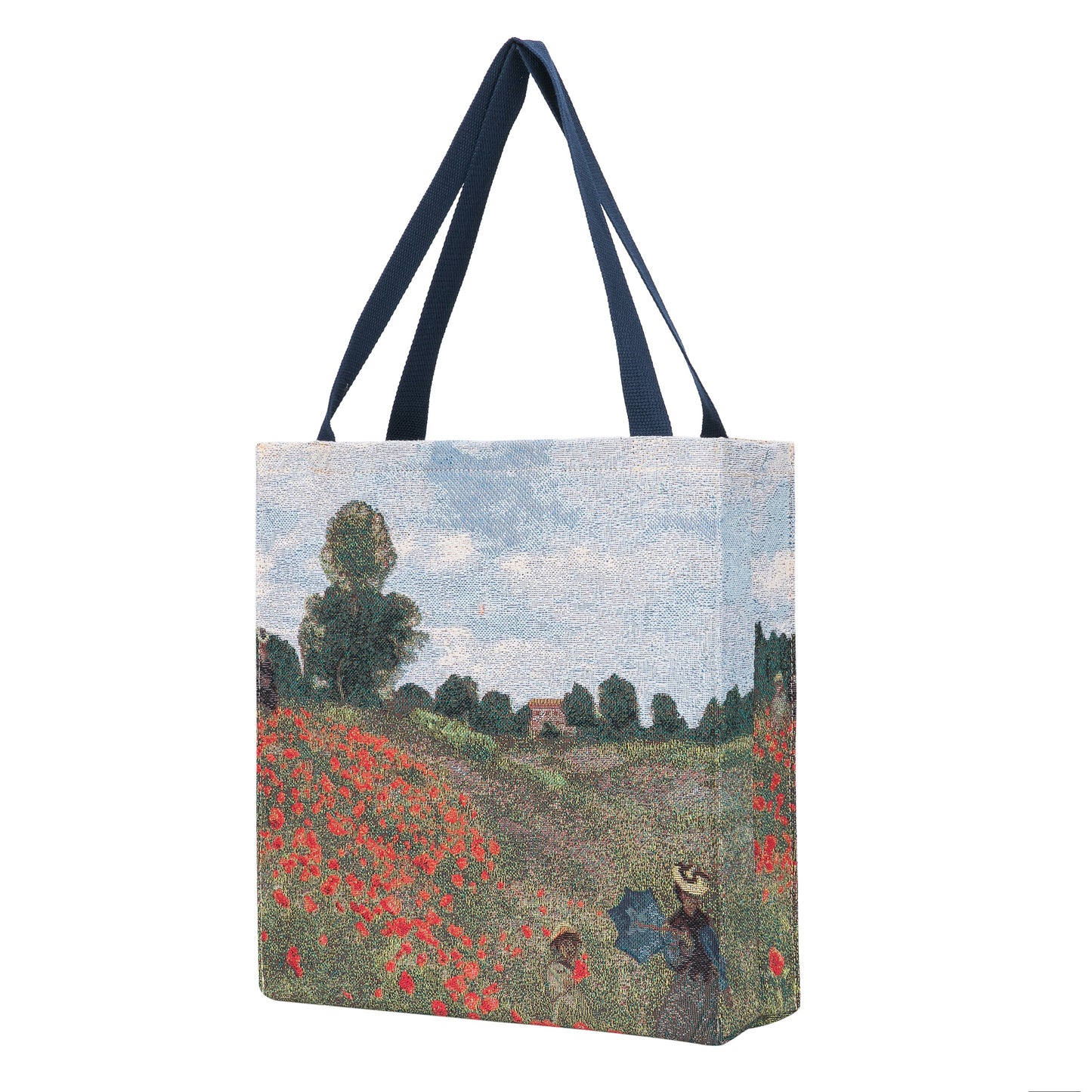 GUSS-ART-CM-POPFL | CLAUDE MONET POPPY FIELD Foldable Gusset Shopping Bag - www.signareusa.com