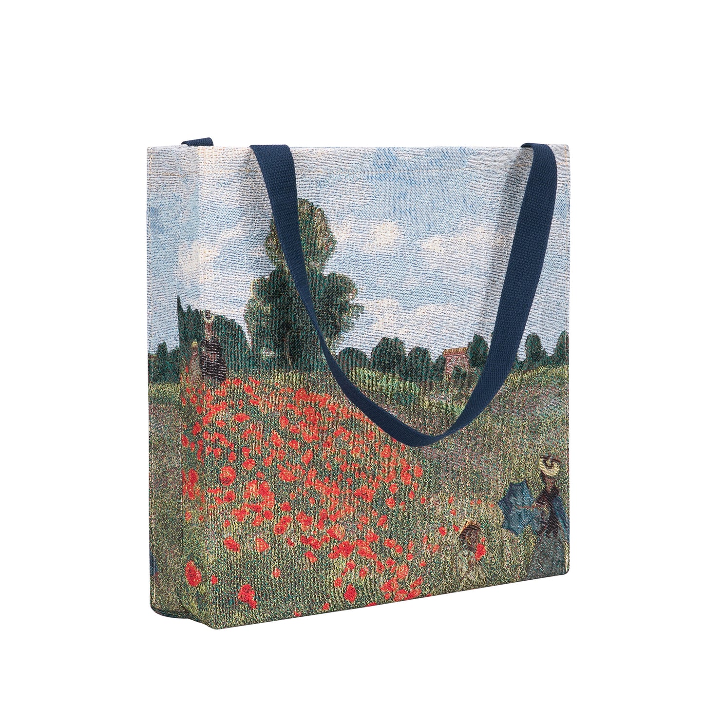 GUSS-ART-CM-POPFL | CLAUDE MONET POPPY FIELD Foldable Gusset Shopping Bag - www.signareusa.com