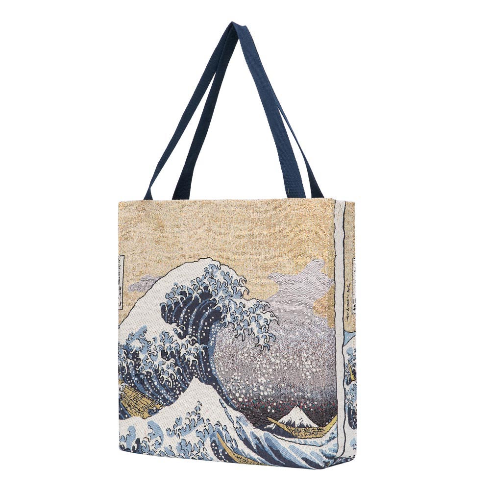 GUSS-ART-JP-WAVE | Great Wave of Kanagawa Foldable Gusset Shopping Bag - www.signareusa.com