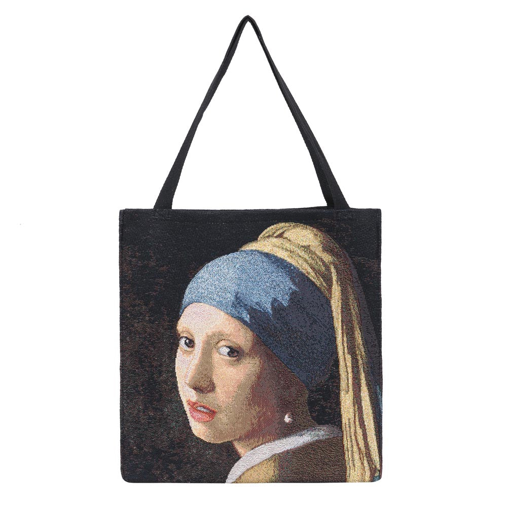 GUSS-ART-JV-GIRL | Girl with a Pearl Earring Foldable Gusset Shopping Bag - www.signareusa.com