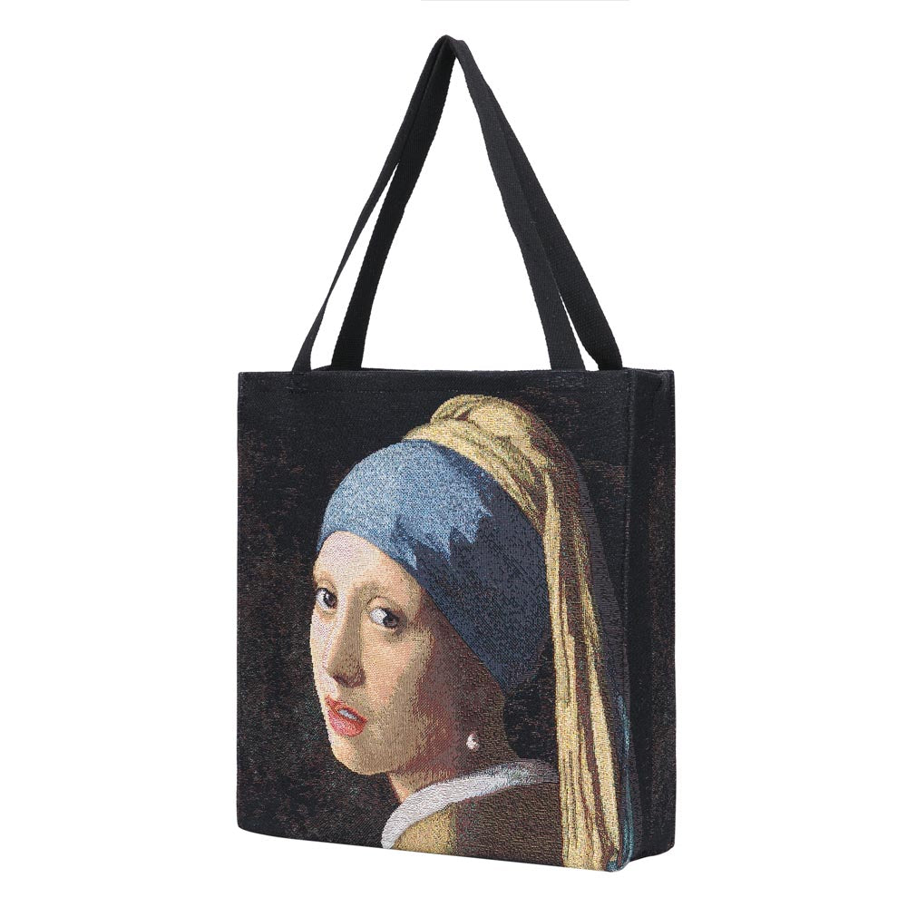 GUSS-ART-JV-GIRL | Girl with a Pearl Earring Foldable Gusset Shopping Bag - www.signareusa.com