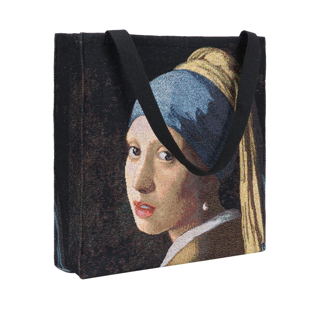 GUSS-ART-JV-GIRL | Girl with a Pearl Earring Foldable Gusset Shopping Bag - www.signareusa.com