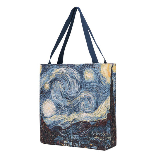 GUSS-ART-VG-STAR | Van Gogh Starry Night Foldable Gusset Shopping Bag - www.signareusa.com