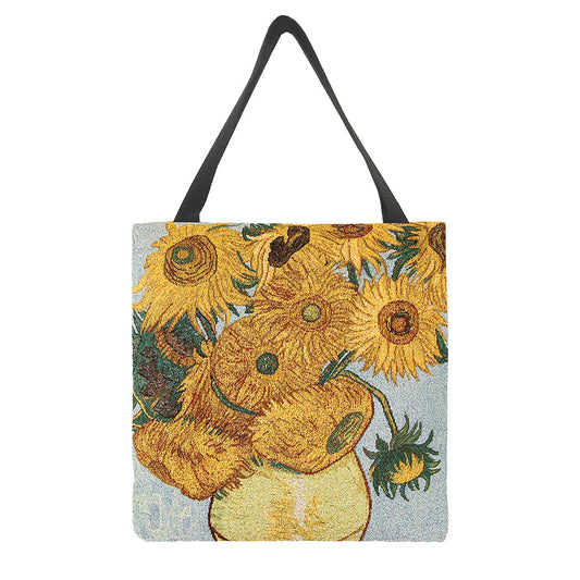 GUSS-ART-VG-SUNF | Van Gogh Sunflower Foldable Gusset Shopping Bag - www.signareusa.com