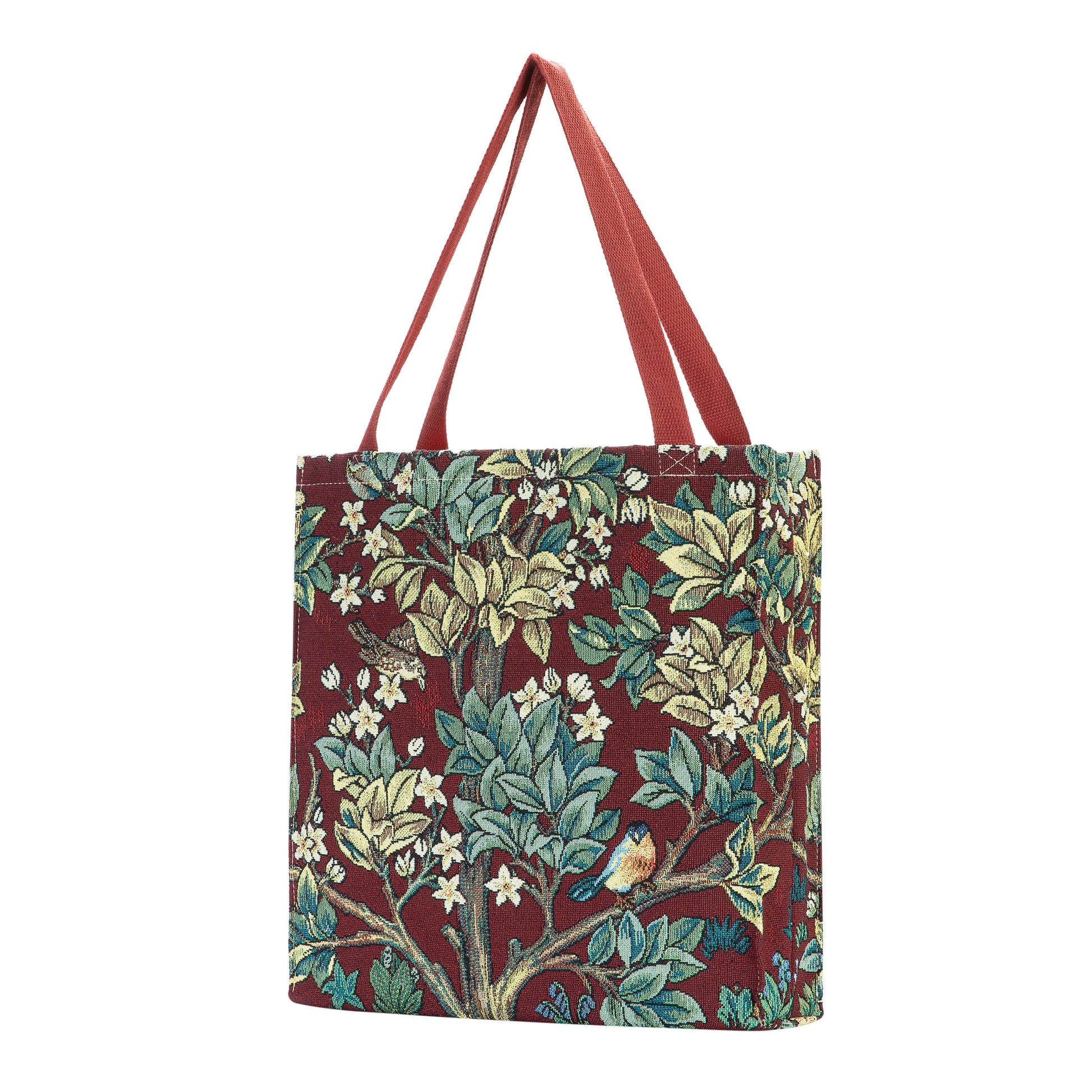 GUSS-ART-WM-TLRD | William Morris Tree of Life Red Foldable Gusset Shopping Bag - www.signareusa.com