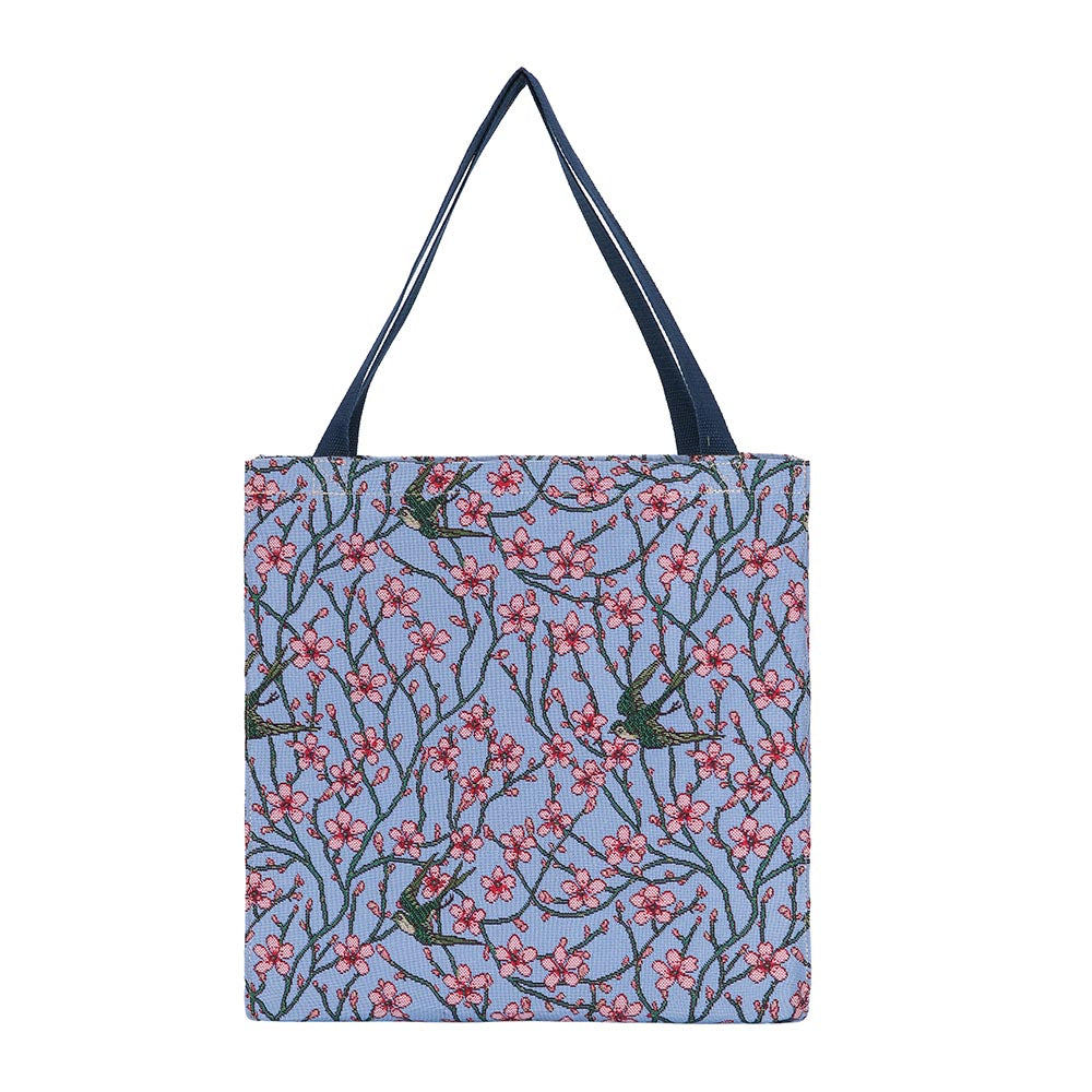 Almond Blossom And Swallow Foldable Gusset Bag