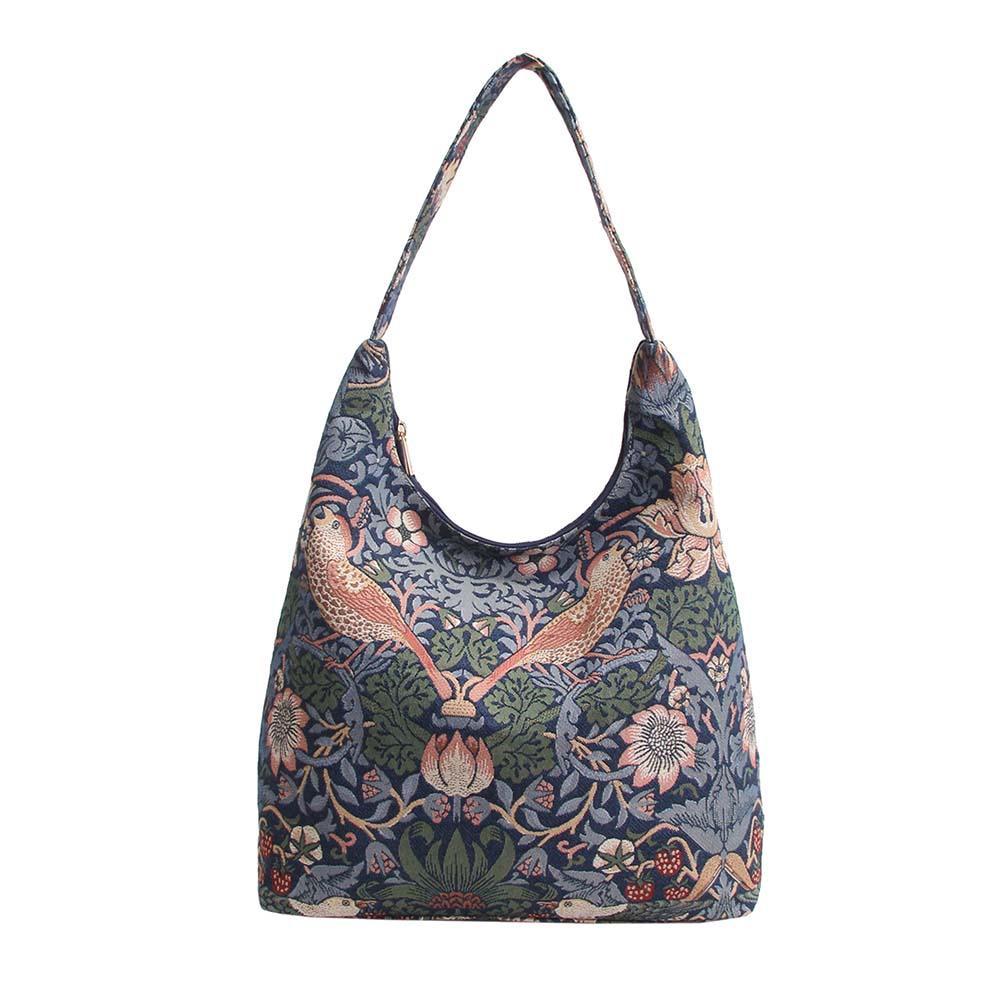 HOBO-STBL | WILLIAM MORRIS STRAWBERRY THIEF BLUE HOBO HANDBAG SHOULDER BAG - www.signareusa.com