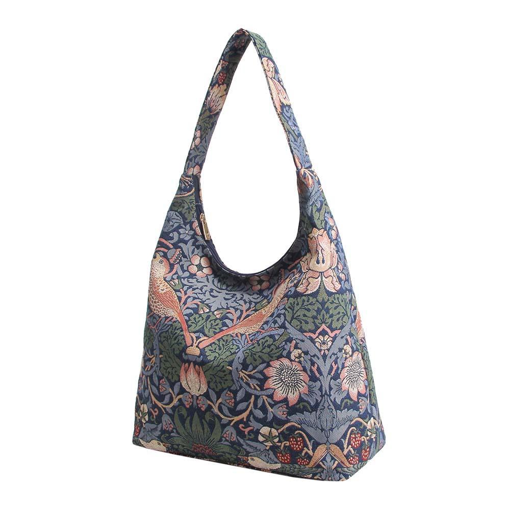 HOBO-STBL | WILLIAM MORRIS STRAWBERRY THIEF BLUE HOBO HANDBAG SHOULDER BAG - www.signareusa.com