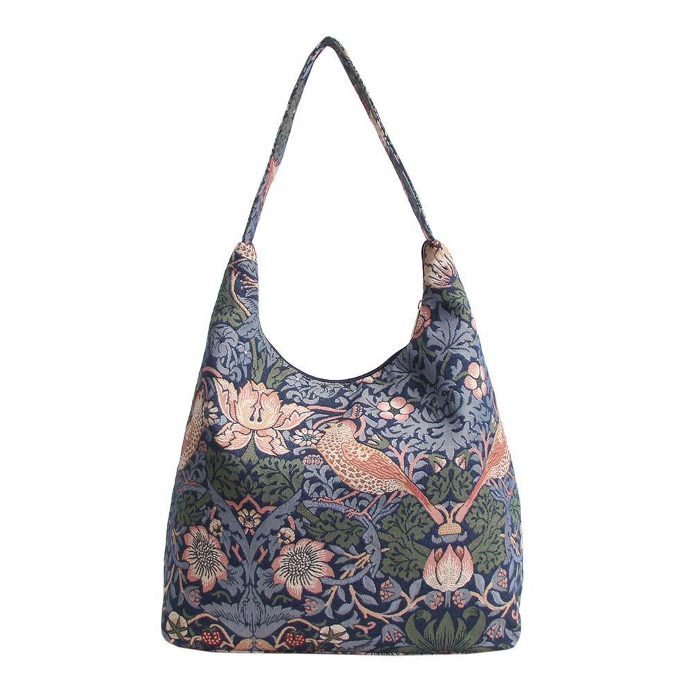 HOBO-STBL | WILLIAM MORRIS STRAWBERRY THIEF BLUE HOBO HANDBAG SHOULDER BAG - www.signareusa.com