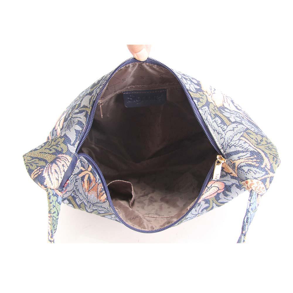 HOBO-STBL | WILLIAM MORRIS STRAWBERRY THIEF BLUE HOBO HANDBAG SHOULDER BAG - www.signareusa.com