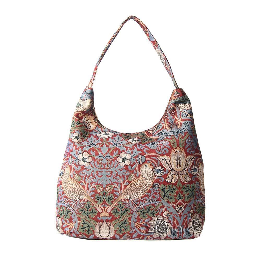 HOBO-STRD | WILLIAM MORRIS STRAWBERRY THIEF RED HOBO HANDBAG SHOULDER BAG - www.signareusa.com