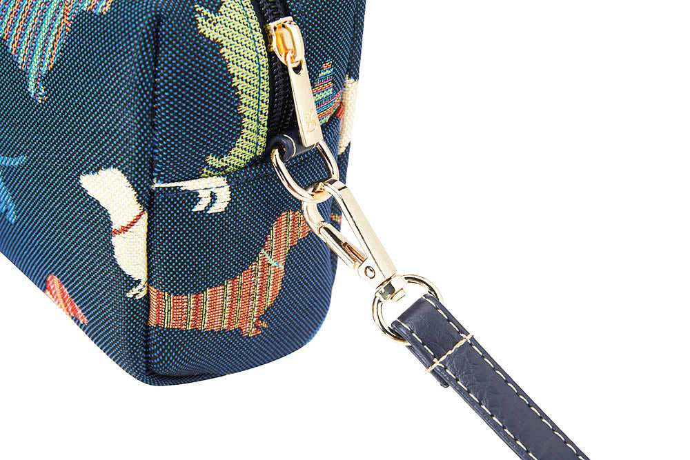 Dachshund Blue Hip Length Shoulder Bag