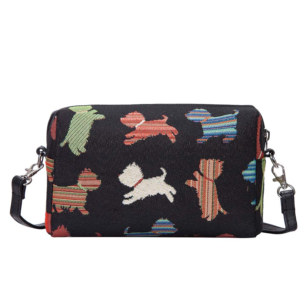 Playful Puppy Black Hip Length Shoulder Bag