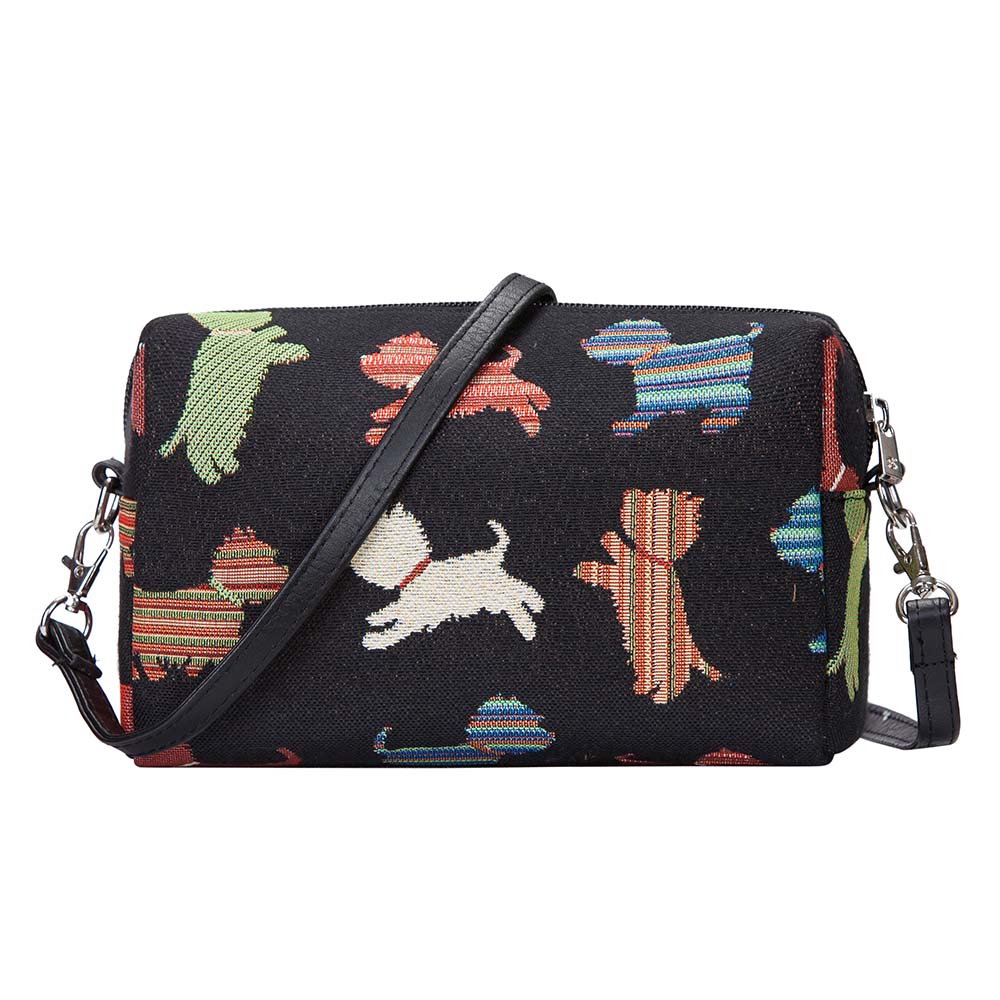 Playful Puppy Black Hip Length Shoulder Bag