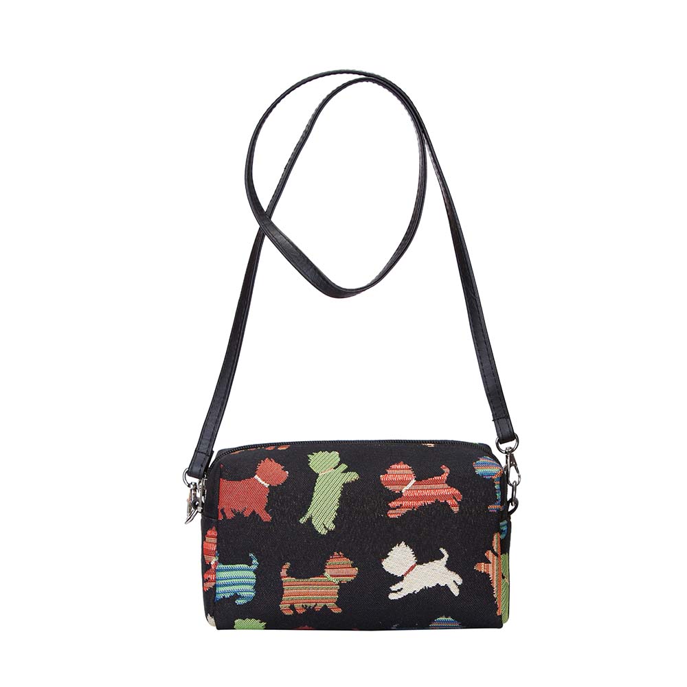 Playful Puppy Black Hip Length Shoulder Bag