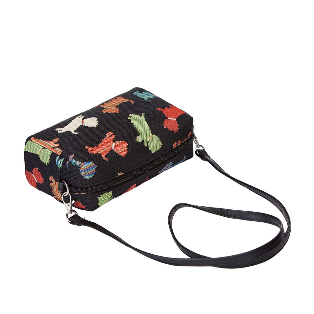 Playful Puppy Black Hip Length Shoulder Bag