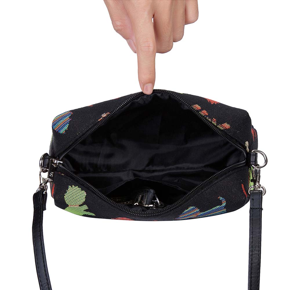 Playful Puppy Black Hip Length Shoulder Bag