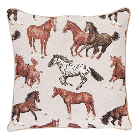 Running Horse Brown Pillowcase/Cushion Cover 18x18 Inch