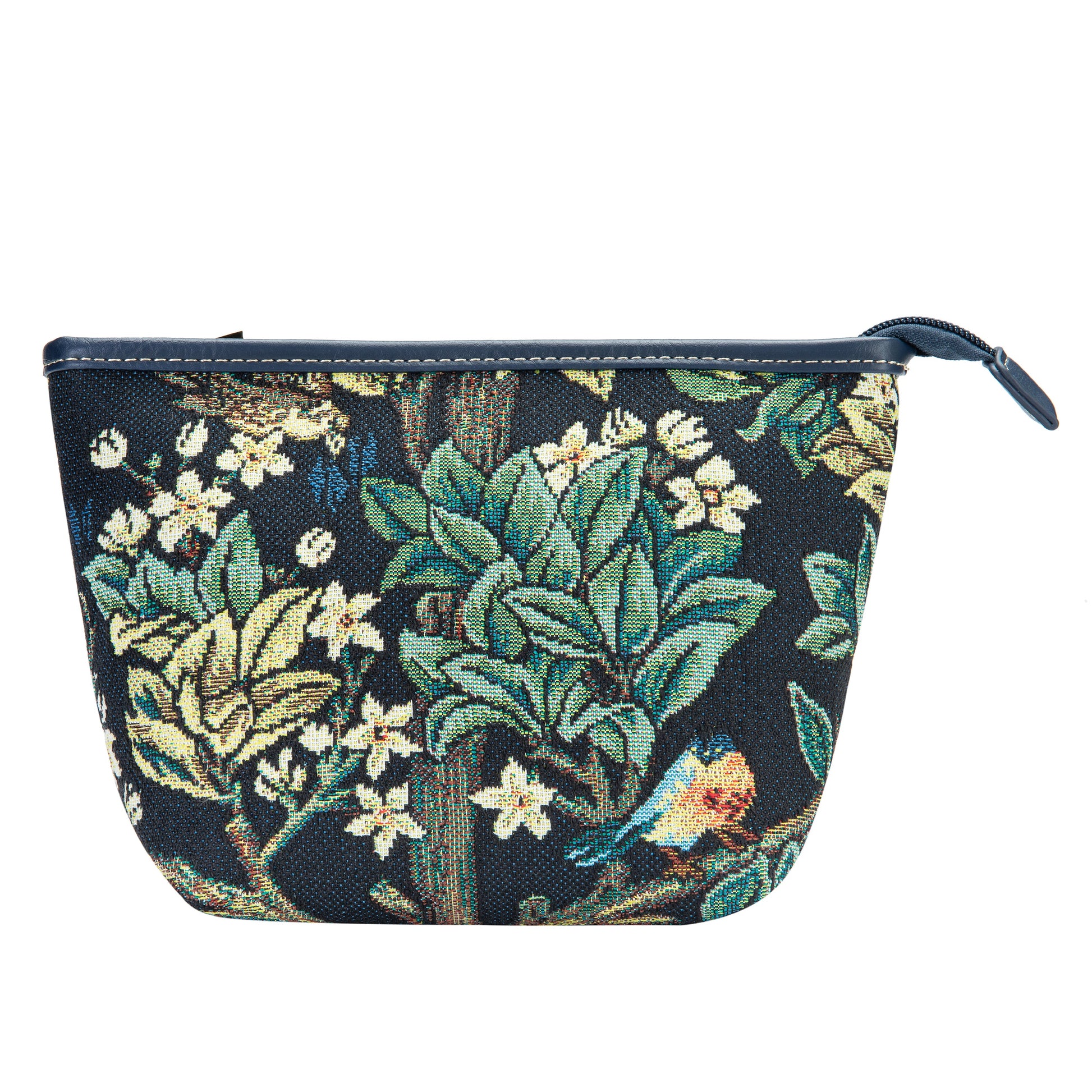 MAKEUP-ART-WM-TLBL | WILLIAM MORRIS TREE OF LIFE BLUE  MAKE UP COSMETIC BAG - www.signareusa.com