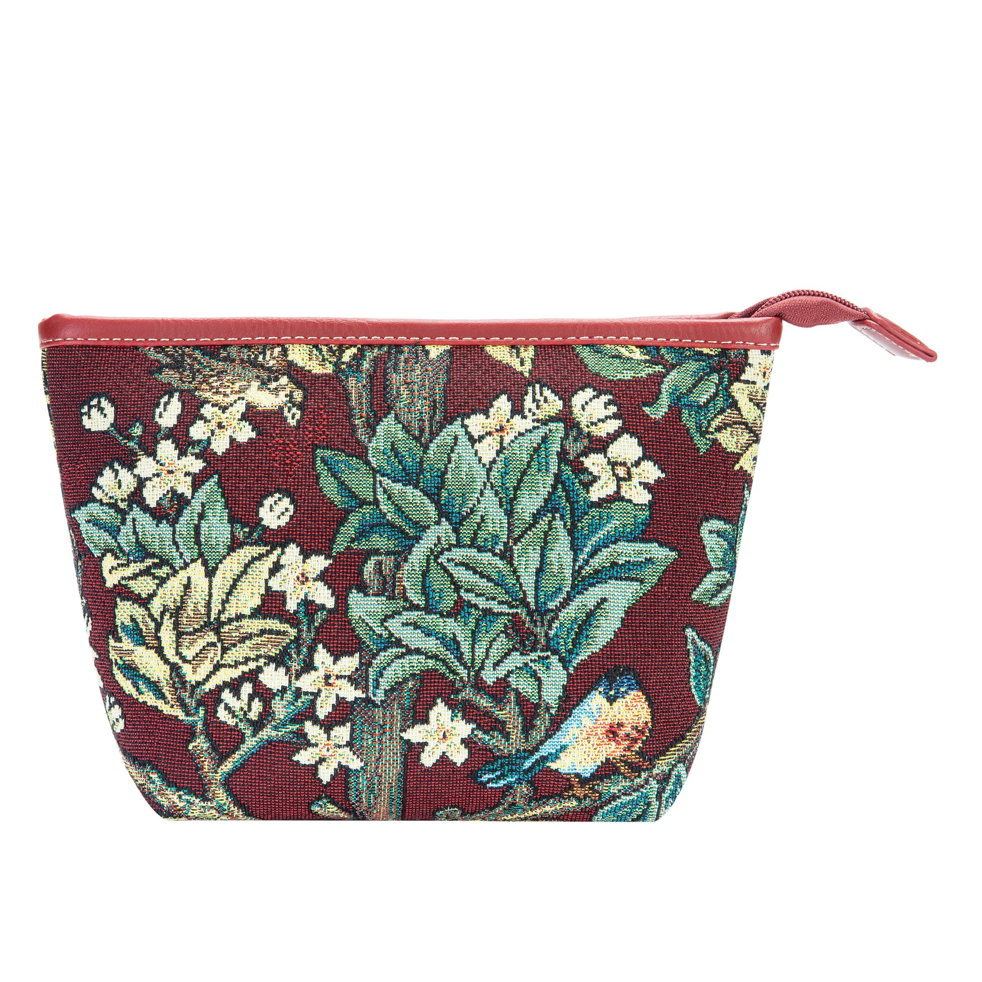 MAKEUP-ART-WM-TLRD | WILLIAM MORRIS TREE OF LIFE RED  MAKE UP COSMETIC BAG - www.signareusa.com