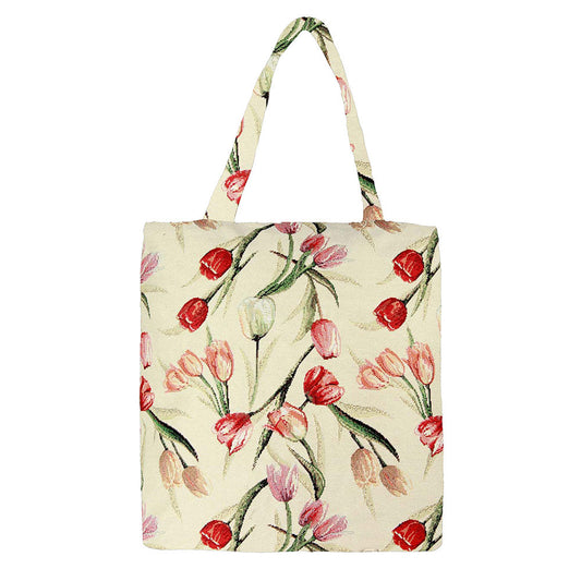 MECO-TULWT | TULIP WHITE MEDIUM ECO REUSABLE GROCERY TOTE BAG - www.signareusa.com