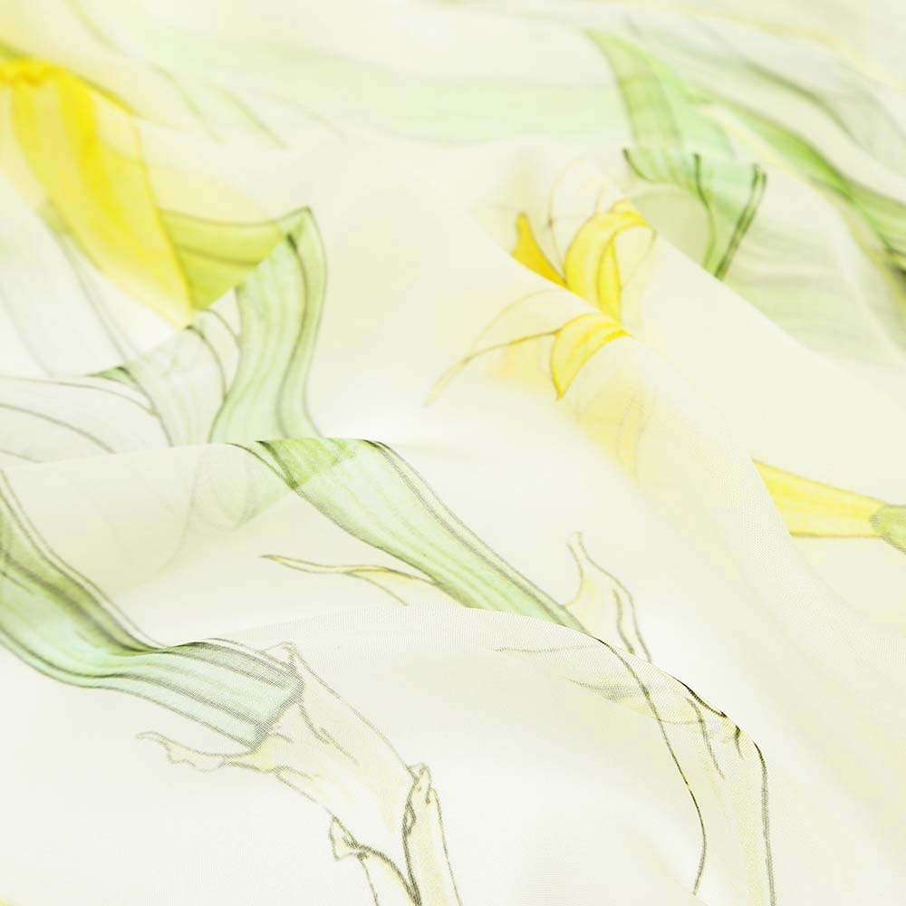 100% Pure Silk Scarf Daffodils