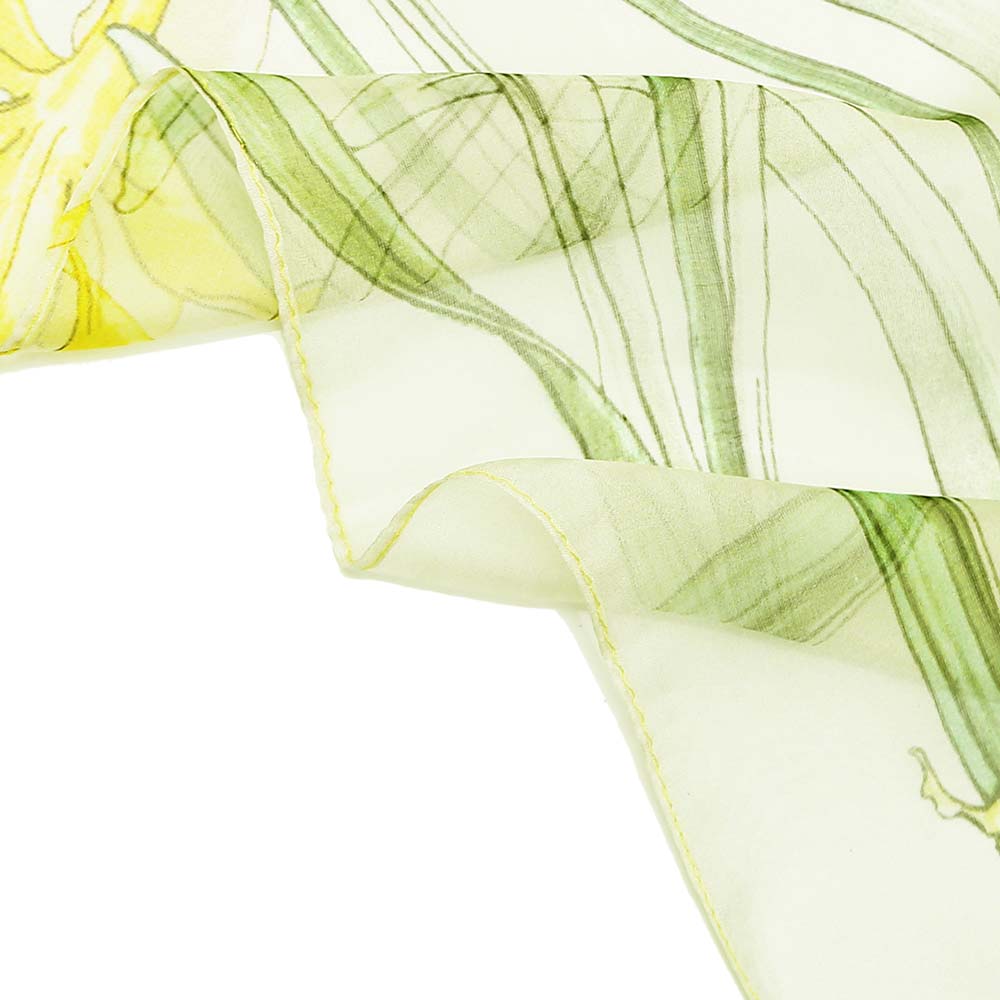 100% Pure Silk Scarf Daffodils