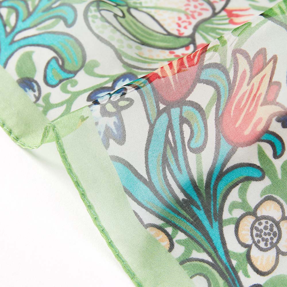 100% Pure Silk Scarf William Morris Golden Lily