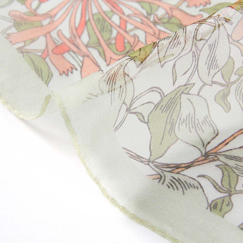 100% Pure Silk Scarf May Morris Honeysuckle