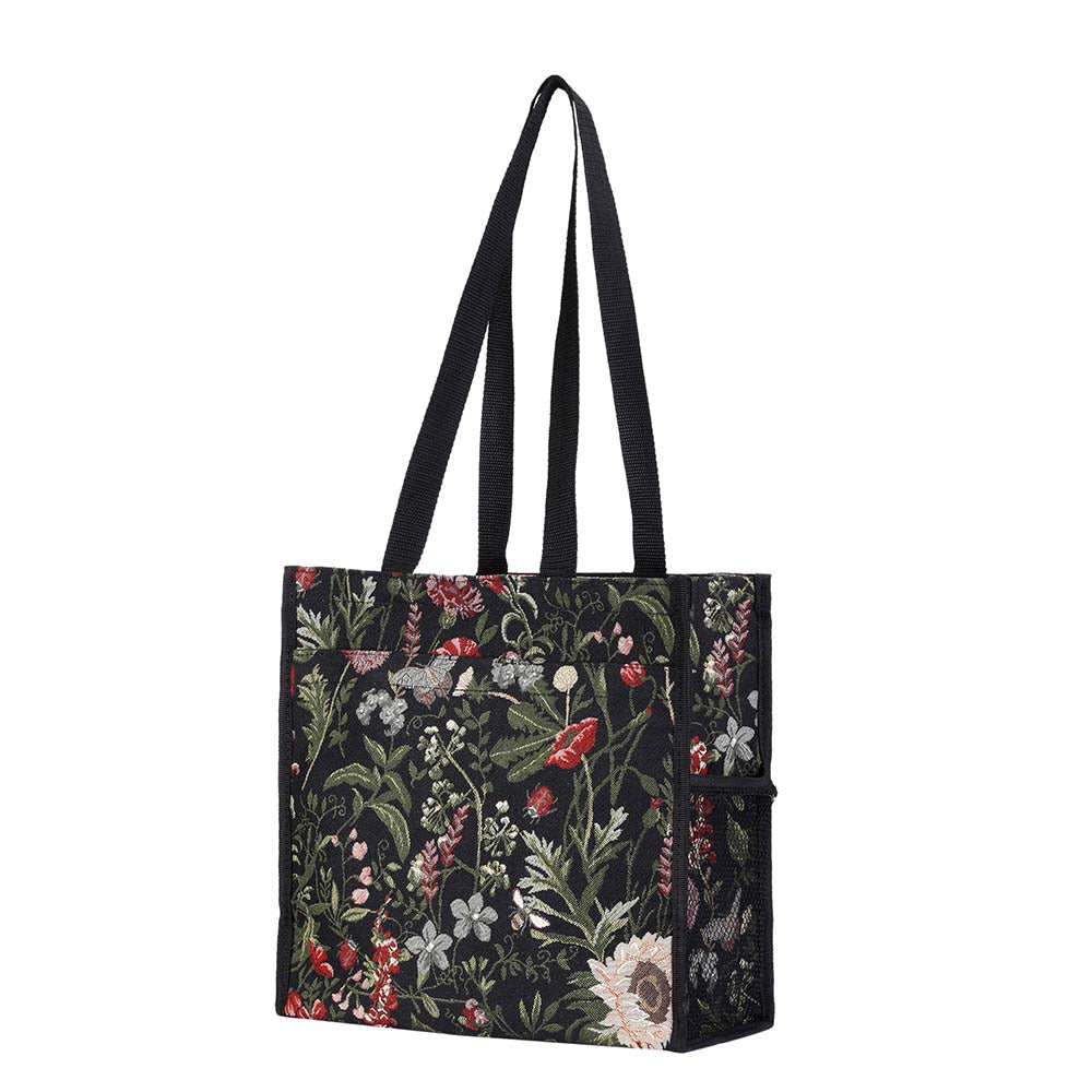 SHOP-MGDBK | MORNING GARDEN BLACK SHOPPER BAG - www.signareusa.com