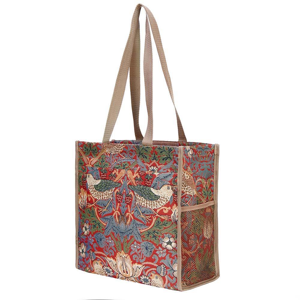 SHOP-STRD | WILLIAM MORRIS STRAWBERRY THIEF RED SHOPPER BAG - www.signareusa.com