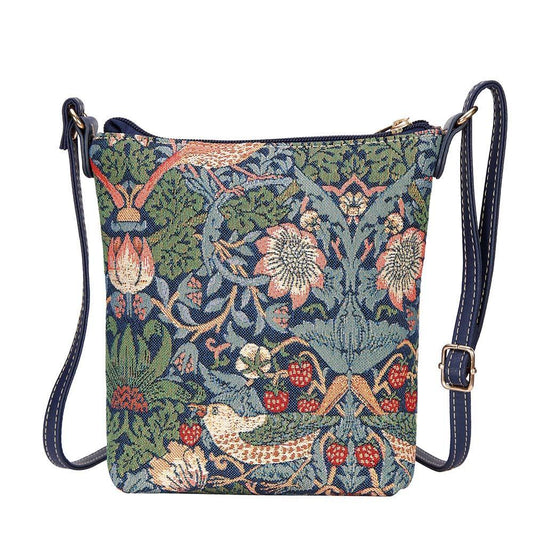 SLING-STBL | WILLIAM MORRIS STRAWBERRY THIEF BLUE SLING BAG PURSE CROSSBODY - www.signareusa.com