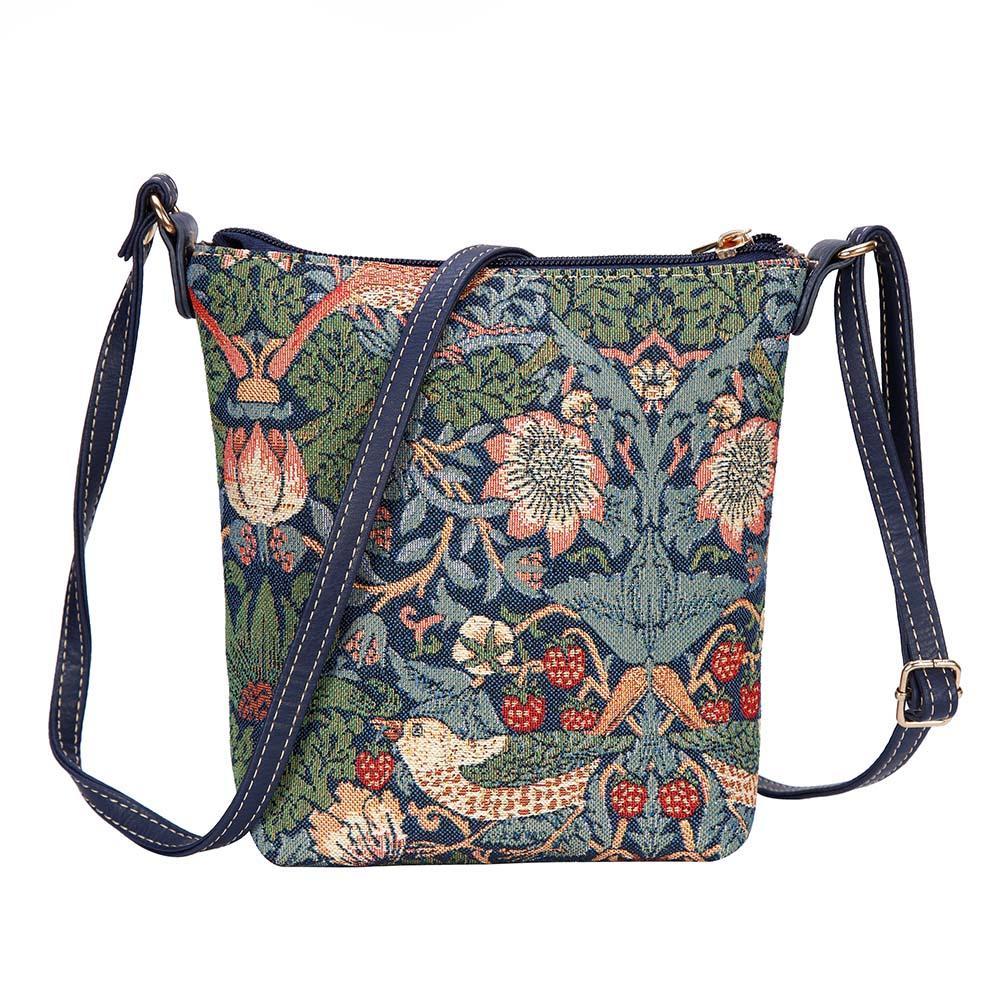 SLING-STBL | WILLIAM MORRIS STRAWBERRY THIEF BLUE SLING BAG PURSE CROSSBODY - www.signareusa.com