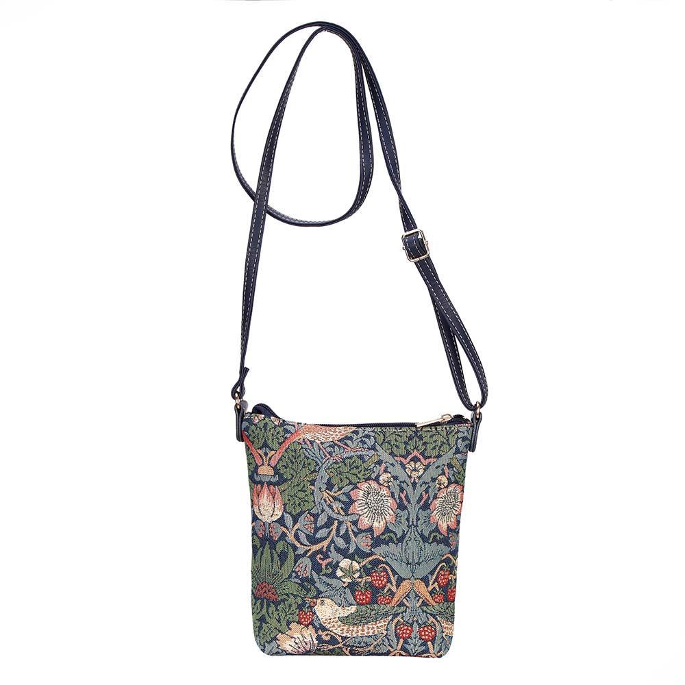 SLING-STBL | WILLIAM MORRIS STRAWBERRY THIEF BLUE SLING BAG PURSE CROSSBODY - www.signareusa.com