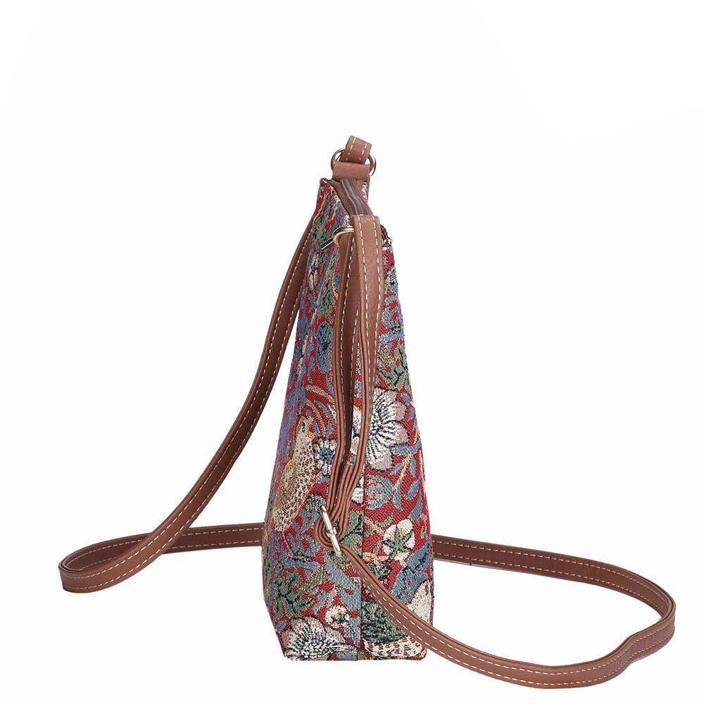 SLING-STRD | WILLIAM MORRIS STRAWBERRY THIEF RED SLING BAG PURSE CROSSBODY - www.signareusa.com